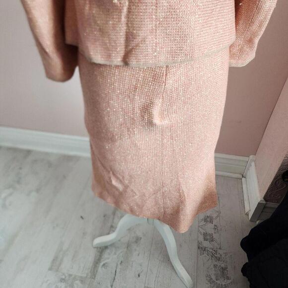 Flawless kulson Italy tweed womens suit skirt blazer jacket set pink gold 46 - Picture 6 of 9